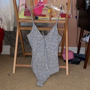 Comfy Heather Grey V-neck Bodysuit